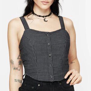 Disturbia Faythe Cotton Check Button Up Cami Top